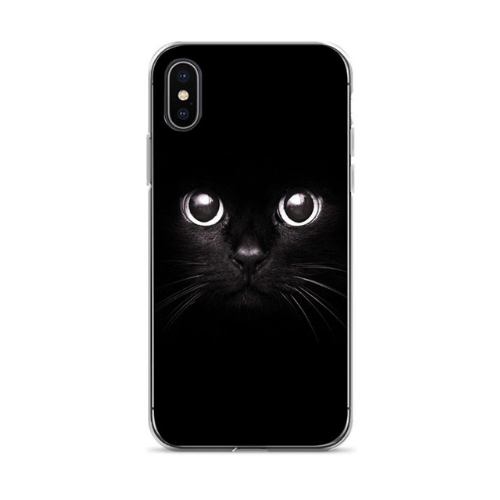 Black Cool Capa 7 plus Cute cat Diy Printing Drawing phone case For iphone 6 6s 7 7plus 8 8plus X xs xr XS Max cses-103